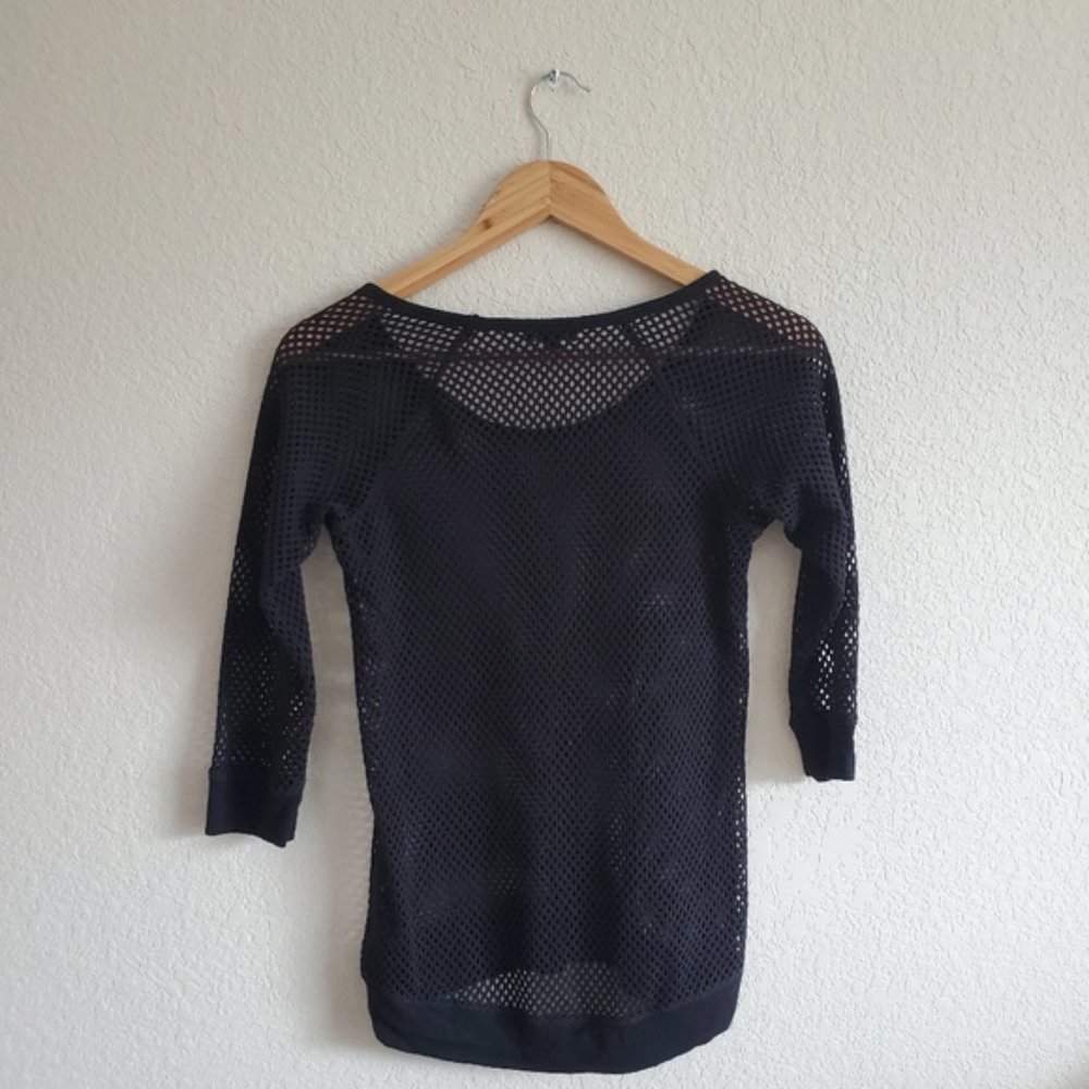 Express raglan mesh 3/4 sleeve sweater top - Picture 3 of 6